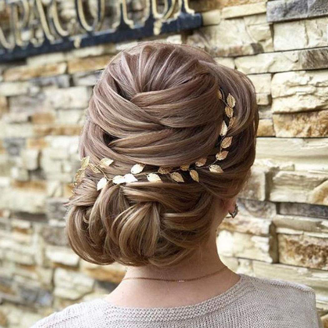 Unicra Wedding Leaves Hair Vine Bridal Leaf Headpiece Gold Headbands Hair Accessories for Women and Girls(15.7 Inches) (Gold)