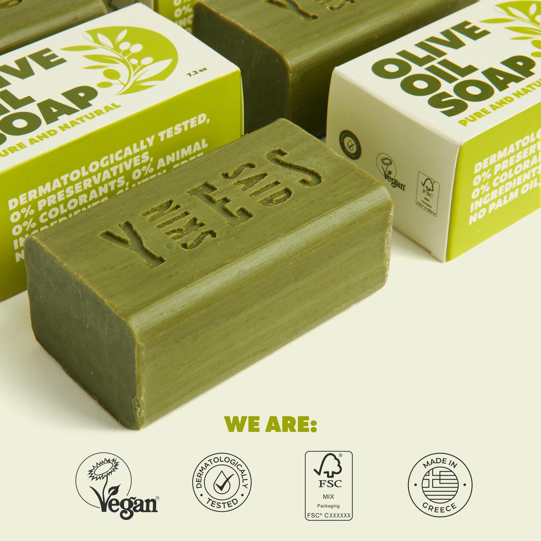 Skin Said Yes Olive Oil Soap Bars - Set of 4 - Natural Bar Soap - Hydrating & Nourishing - Gentle for All Skin Types - Great for Daily Cleansing & Care