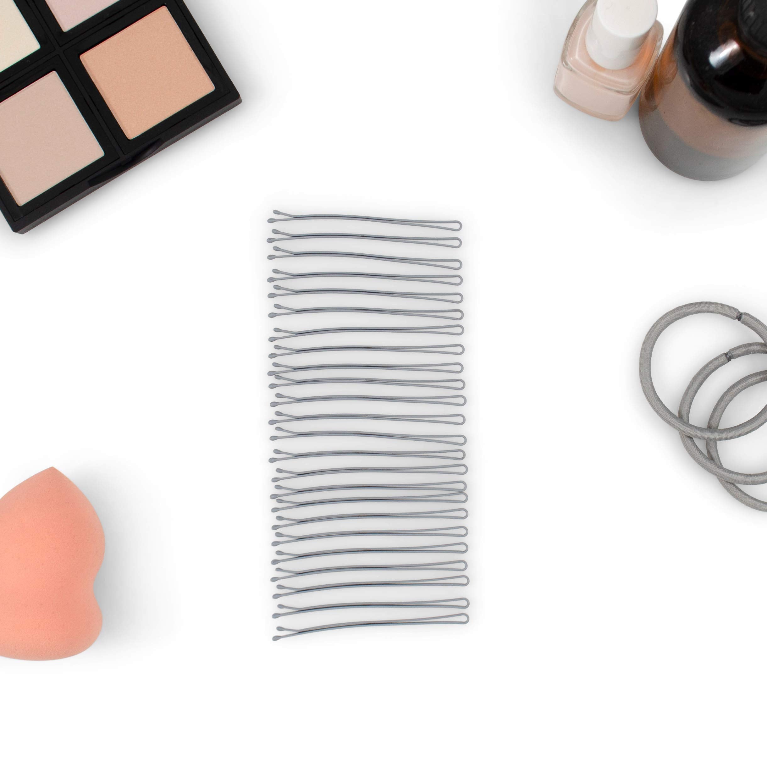 Heliums Large Bobby Pins - Gray - 2.5 Inch Extra Long Straight Hair Pins, Enamel Coated - 24 Count