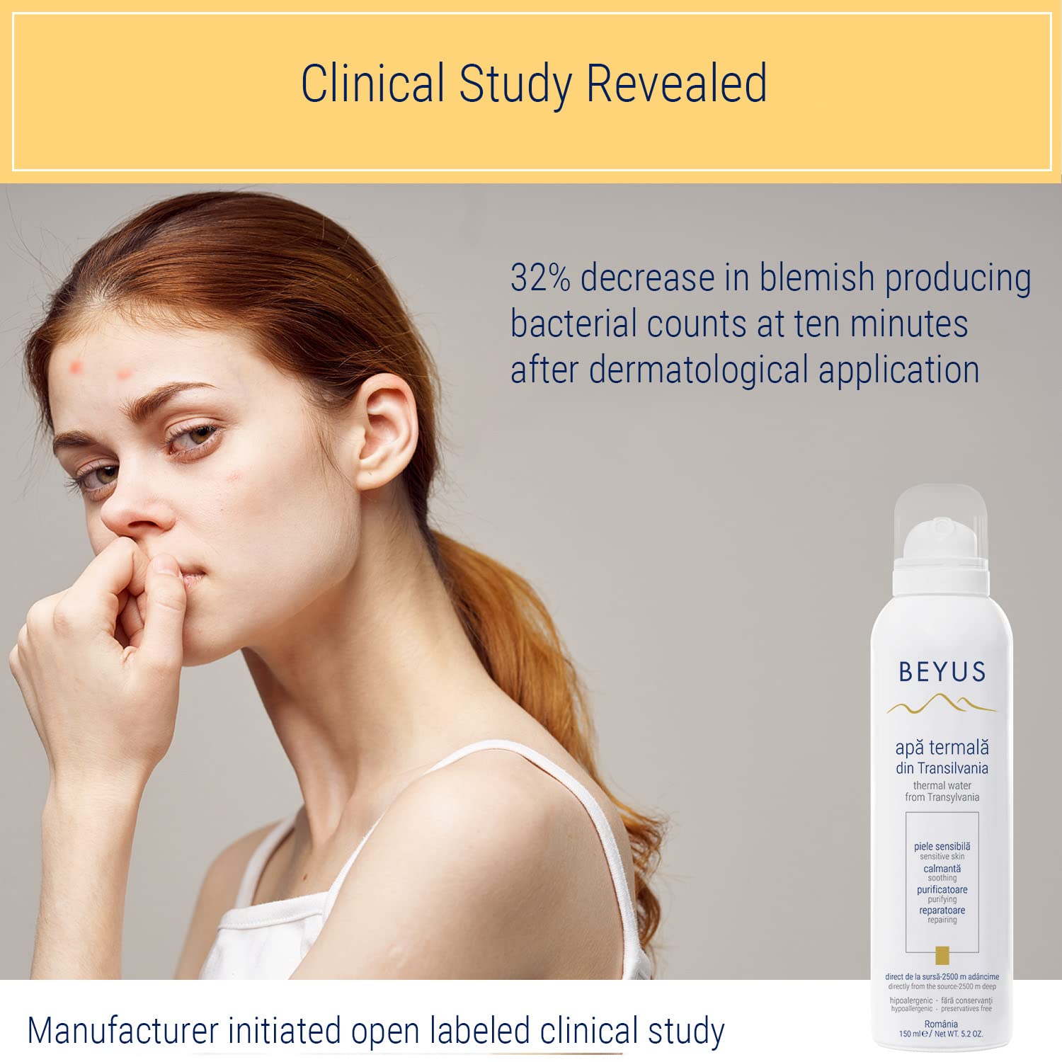 Beyus Transylvania Thermal Water|No contact with propellant no contact with the outside environment|Hydrating Soothing Calming|Senzitve Skin Skin Irritations Blemishes