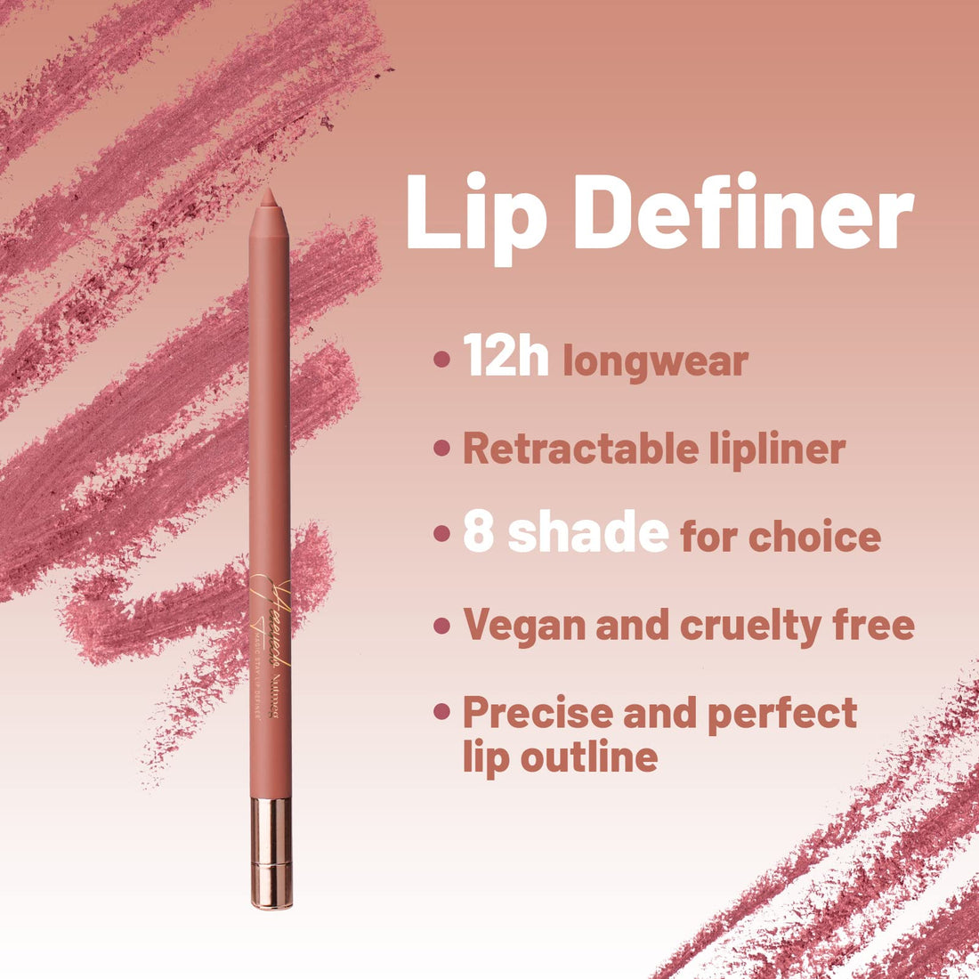 YES.EYE DO Nude Lip Liner Pencil, Automatic Waterproof Nude Pink Lipliner with Built-in Sharpener, Long Lasting Lip Liner for Lip Defining, Creamy, Soft, Highly Pigmented, Miss Victoria