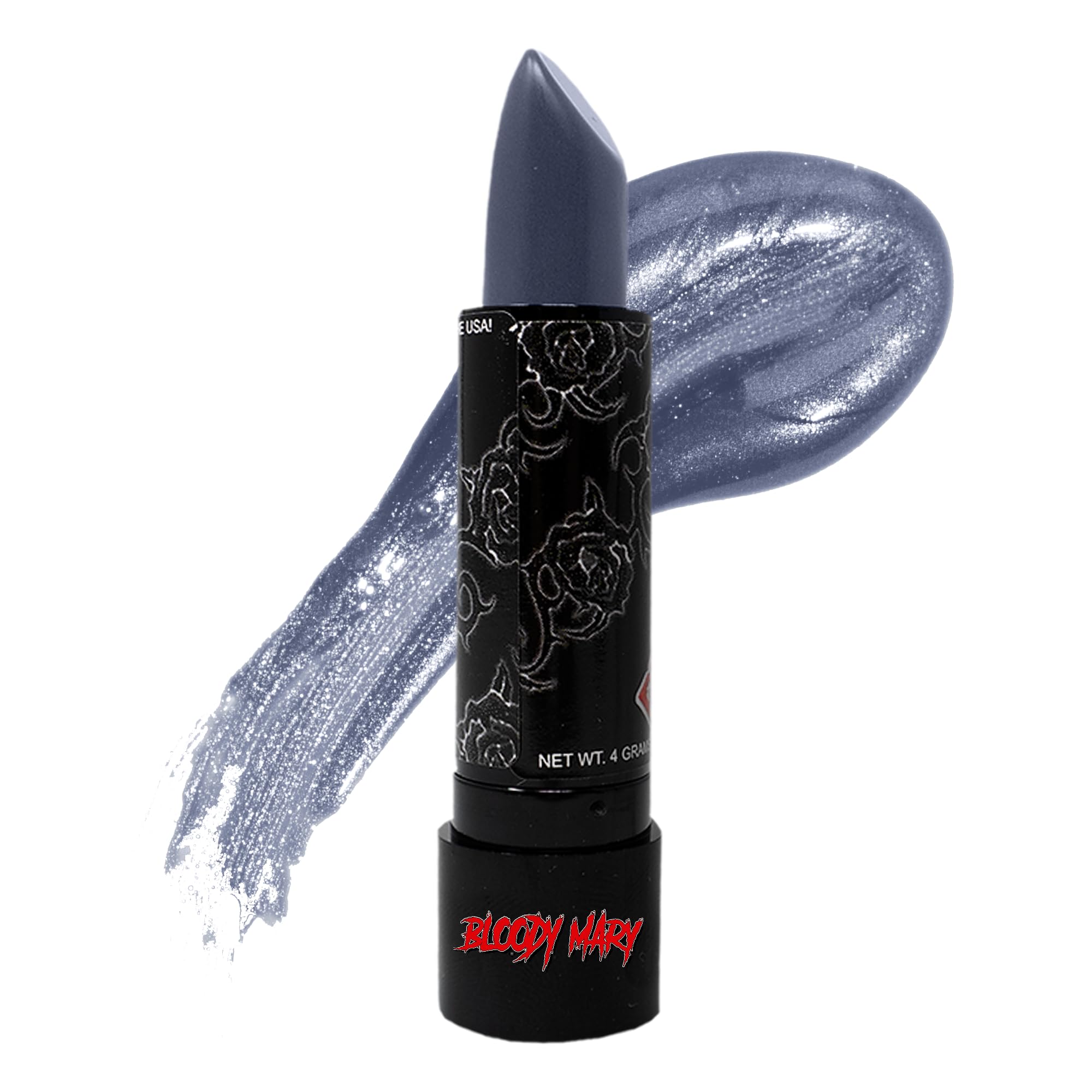 Lipstick By Bloody Mary - Professional Hollywood Makeup Quality -Creamy & Long Lasting ââ‚¬â€œ Fashionable Eccentric Gothic Style - Ideal For Halloween - Unique Color & Rich Pigment (Charcoal Grey)