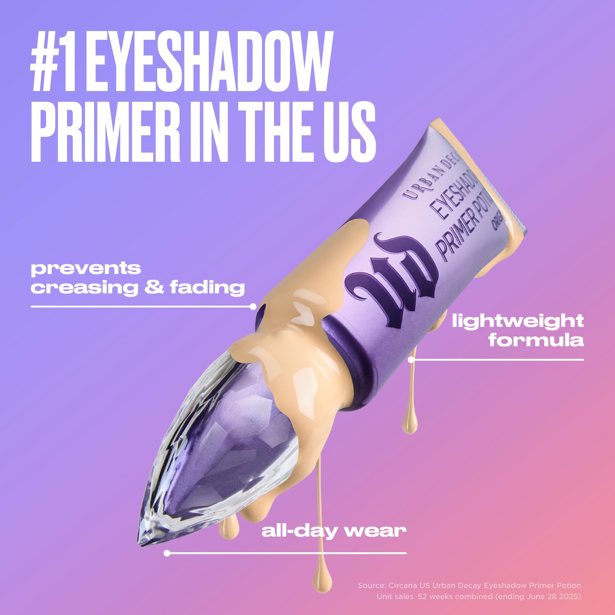 Urban Decay Eyeshadow Primer Potion - Nude Eyelid Base Travel Primer, for Smooth & Crease-Resistant Eye Makeup, Waterproof & Long-Lasting, Translucent Shade, Universal for All Skin Tones - 0.16 fl oz