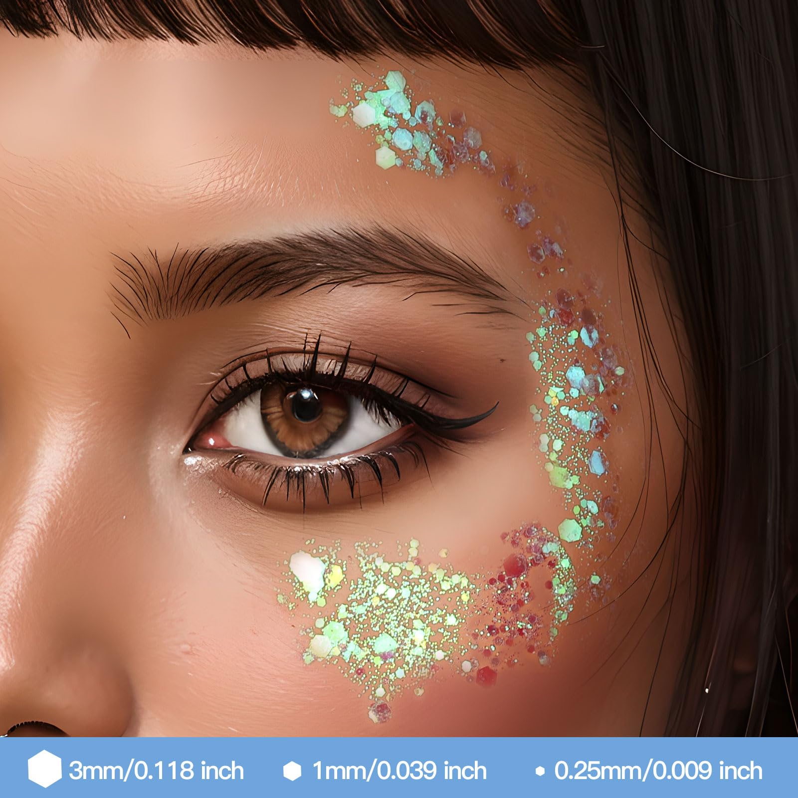 Teenitor Face Glitter with Face Gems Face Glue for Women, Face Pearls & Body Glitter Set for Makeup, Hair Glitter Face Jewels with Wax Pencil, Red Glitter Sparkles Rhinestones for Face