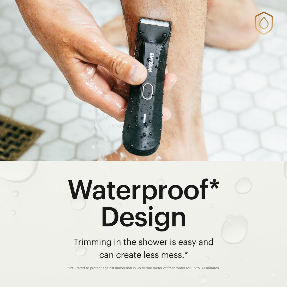 MANSCAPED® The Lawn Mower® 4.0, Electric Groin Hair Trimmer, Replaceable SkinSafe® Ceramic Blade Heads, Waterproof Wet/Dry Clippers, Rechargeable, Wireless Charging, Male Hygiene Grooming Razor