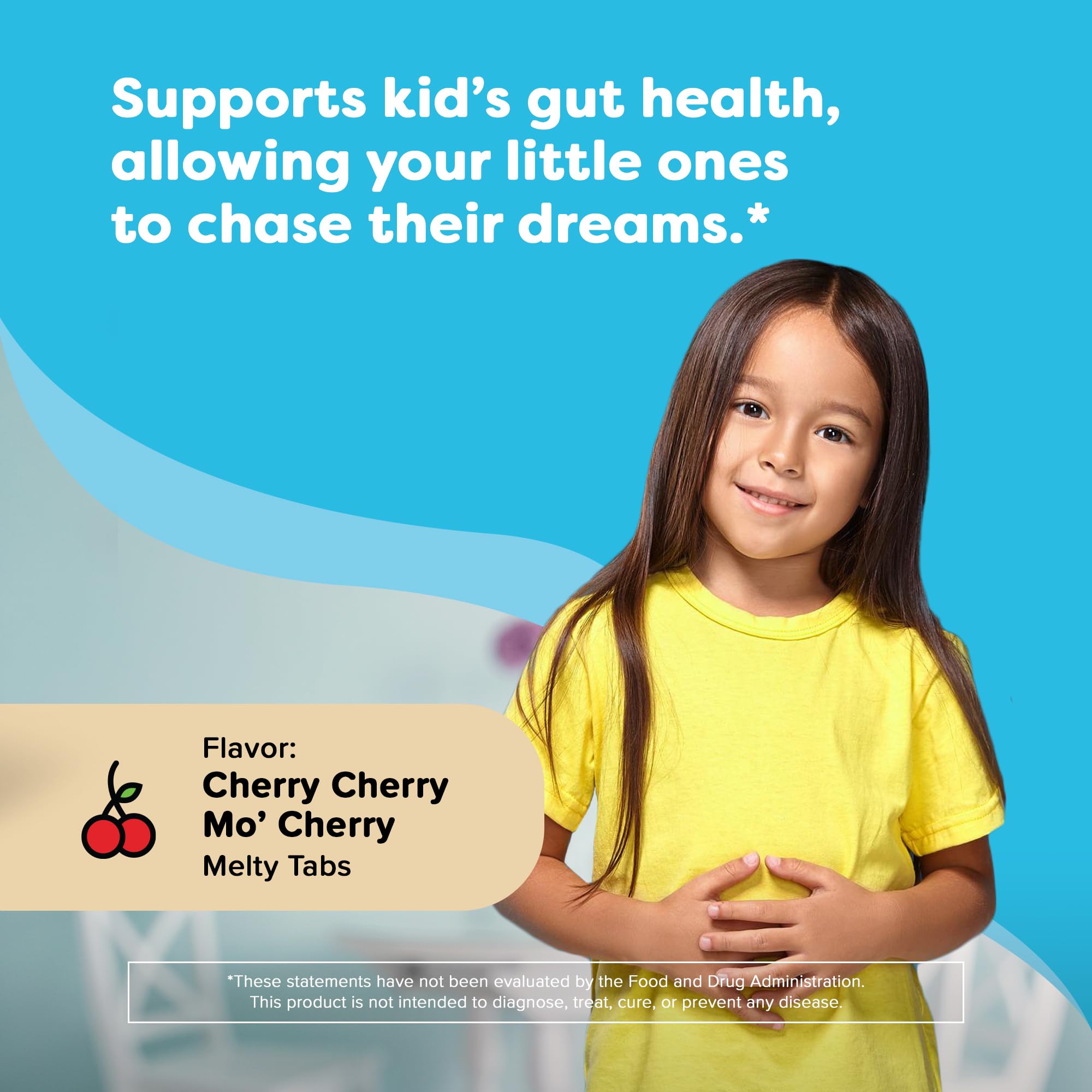 Renzo's Kids Probiotic - Dissolvable Probiotics for Digestive Health & Immune Support - 60 Cherry-Flavored Melty Tabs