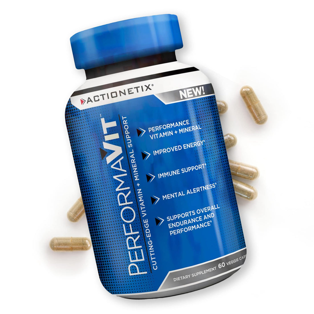 Actionetix - PerformaVit, Athlete Multivitamin For Men & Women, Mens Multivitamins & Minerals, Mens One A Day Multivitamins for Health, Endurance, Immune & Performance, Men’s Multivitamin, 60 Capsules