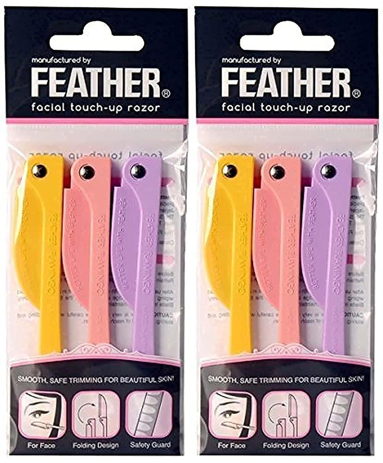 Feather Flamingo Facial Touch-up Razor (3 Razors X 2 Pack)