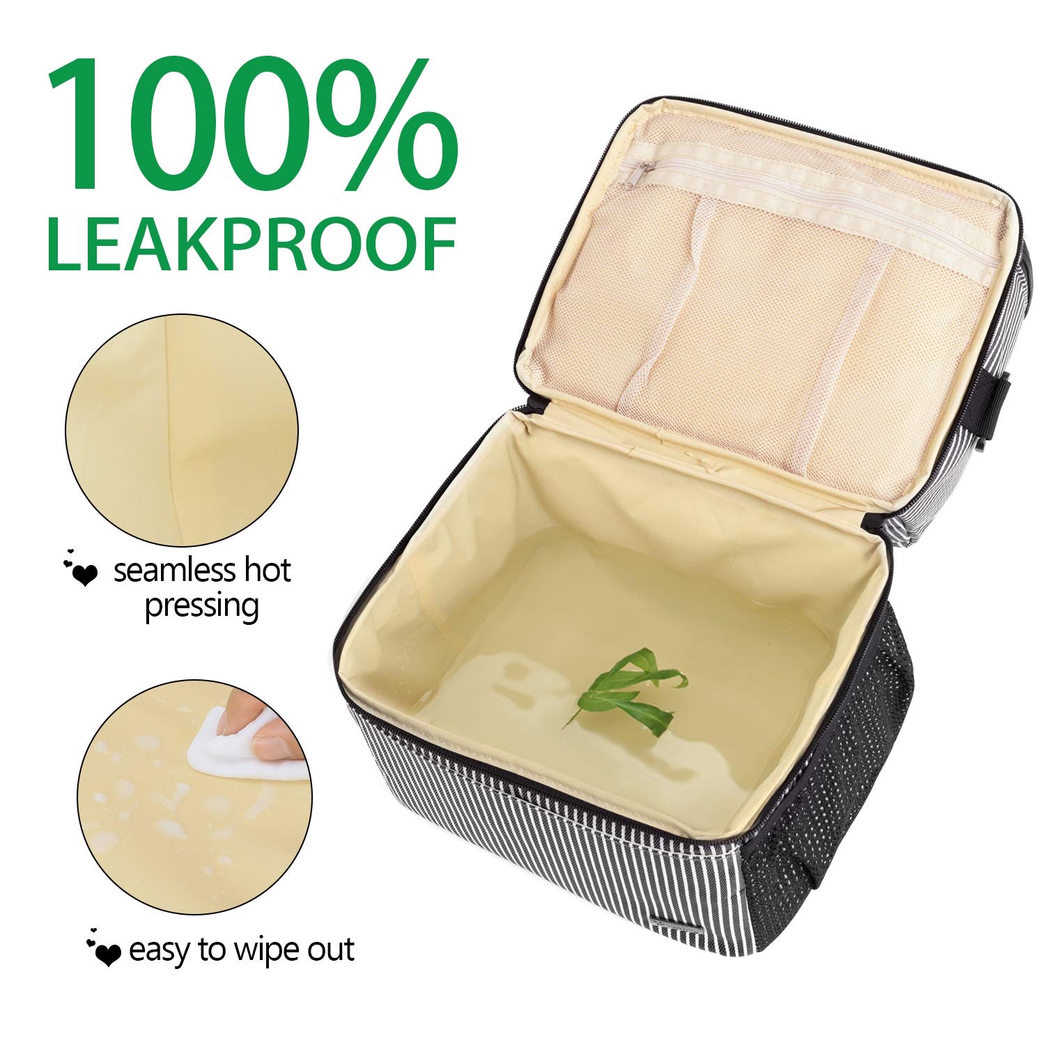 Teamoy Breast Pump Tote with Cooler Compartment for Milk Bottles and More, Double Layer Pumping Bag for Working Moms, Black and White Stripes