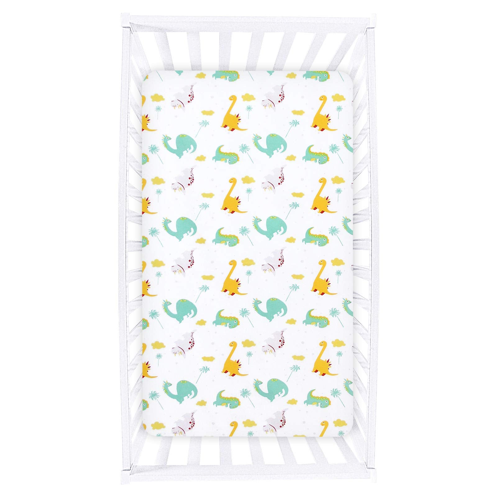 Dinosaur Crib Sheet for Boys Girls, Baby Crib Sheet Fit for Standard Crib and Toddler Mattress, Soft and Breathable Microfiber Crib Fitted Sheet for Unisex Baby