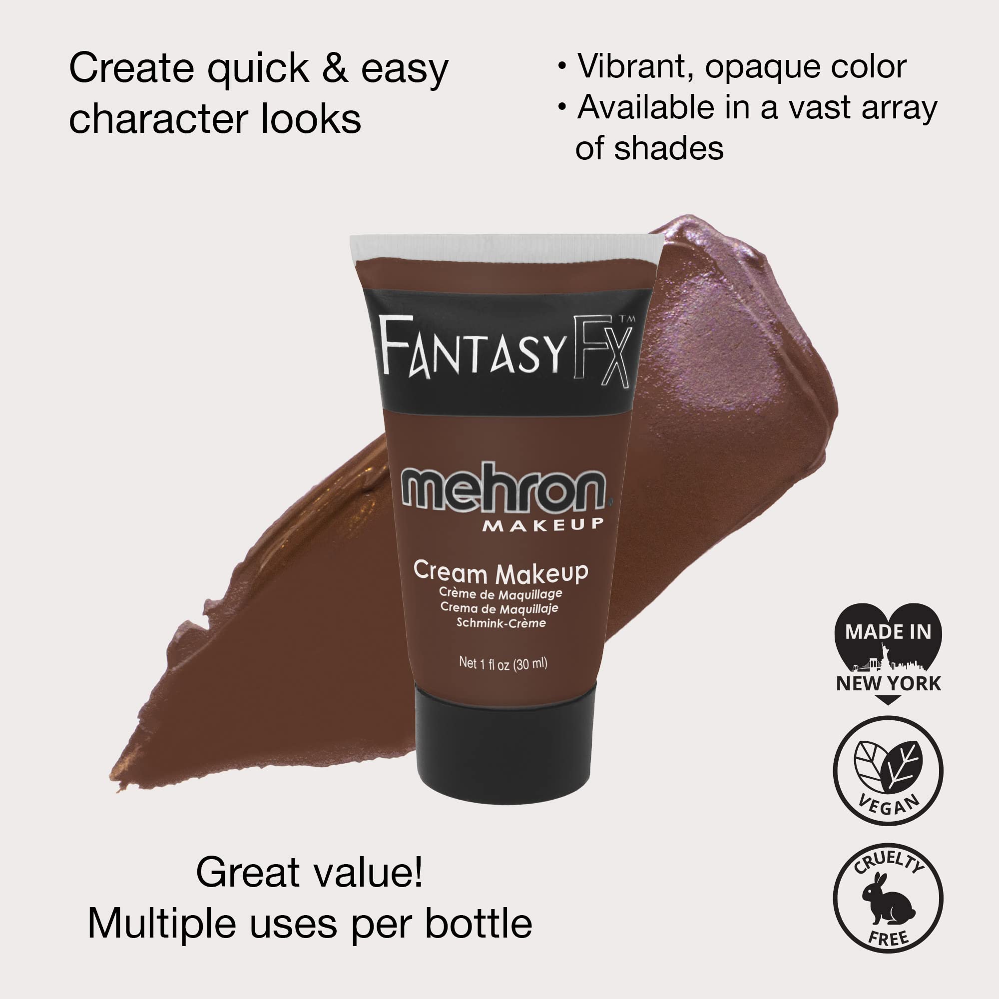 Mehron Makeup Fantasy F/X Water Based Face & Body Paint (1 oz) (Wolfman Brown)