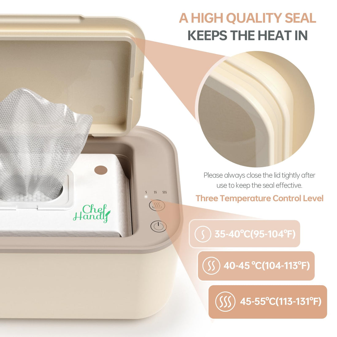 Baby Wipe Warmer, Wipe Warmer and Baby Wet Wipes Dispenser, 3 Mode Temp Control, Large Capacity, Evenly Overall Heating, Silence for Babies, Portable Diaper Wipe Warmer with Changing Light (Yellow)