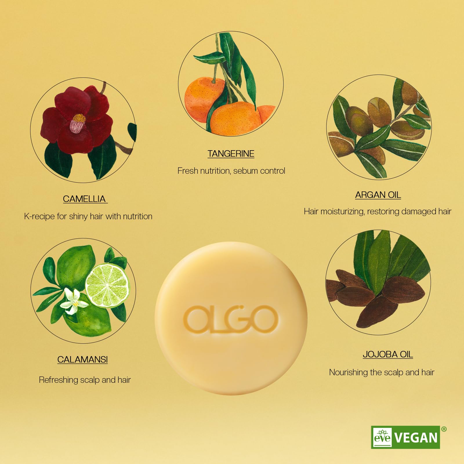 OLGO Citrus Shampoo Bar 3.5oz - Soap free solid shampoo bar for normal to dry, thin hair | Citrus, Argan oil, Jojoba oil, Shikakai | Vegan, Sustainable formula - no Sulfates, parabens, phthalates