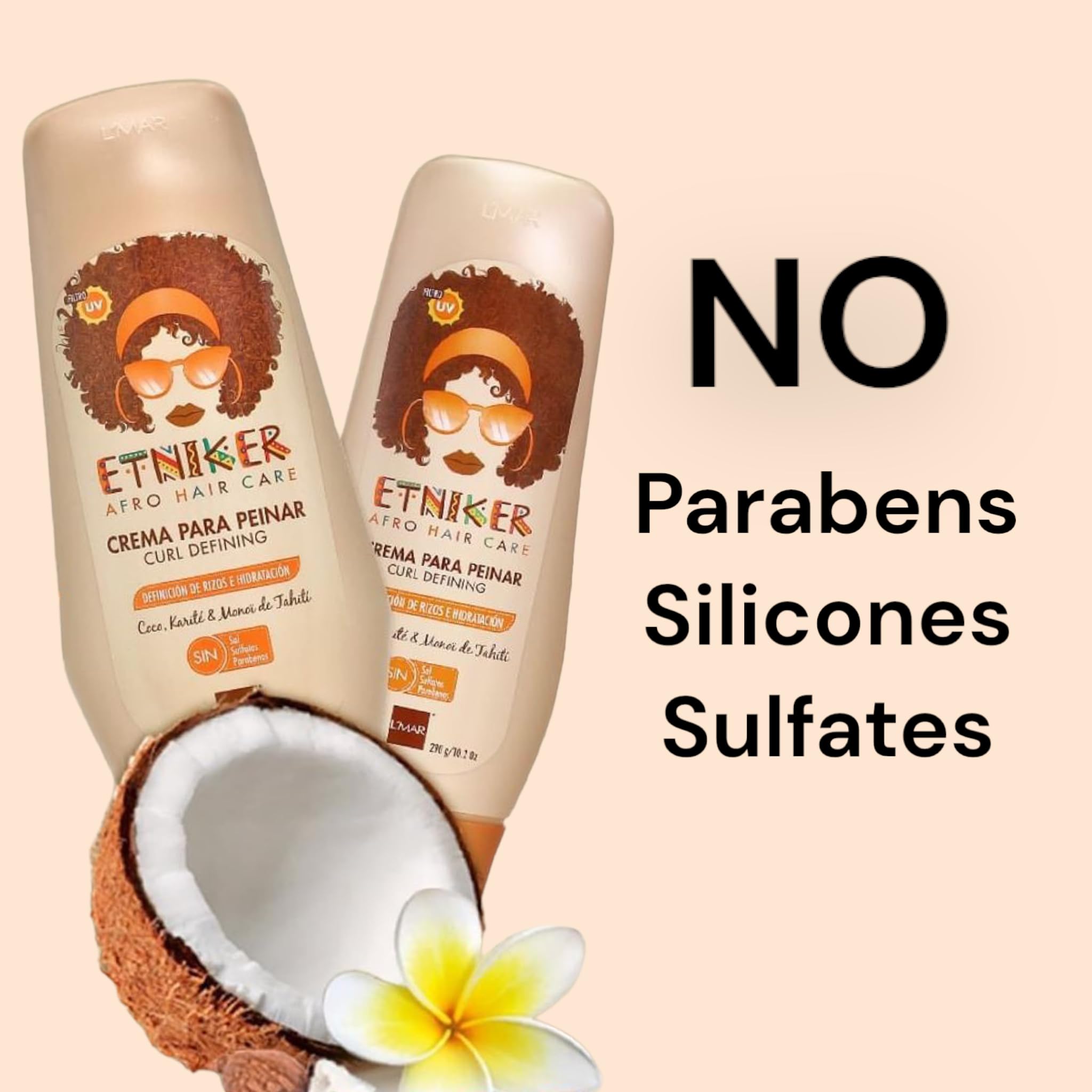 ETNIKER Afro-textured, Curly & Wavy hair Wash Kit: Styling Cream, Nourishing Shampoo, and Deep Conditioning Mask with Coconut, Shea Butter & Monoi Oil. Free S&S Mineral Oil, Parabens ( 3piece Set)