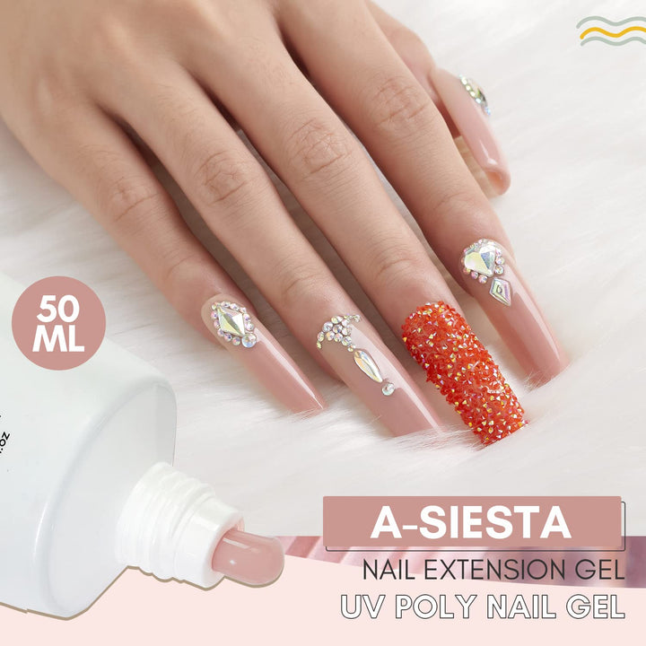 Makartt Poly Nail Gel, 50ML Nude Nature Nail Extension Gel A Siesta Builder Gel Summer Trendy Nail Gel Art P-21