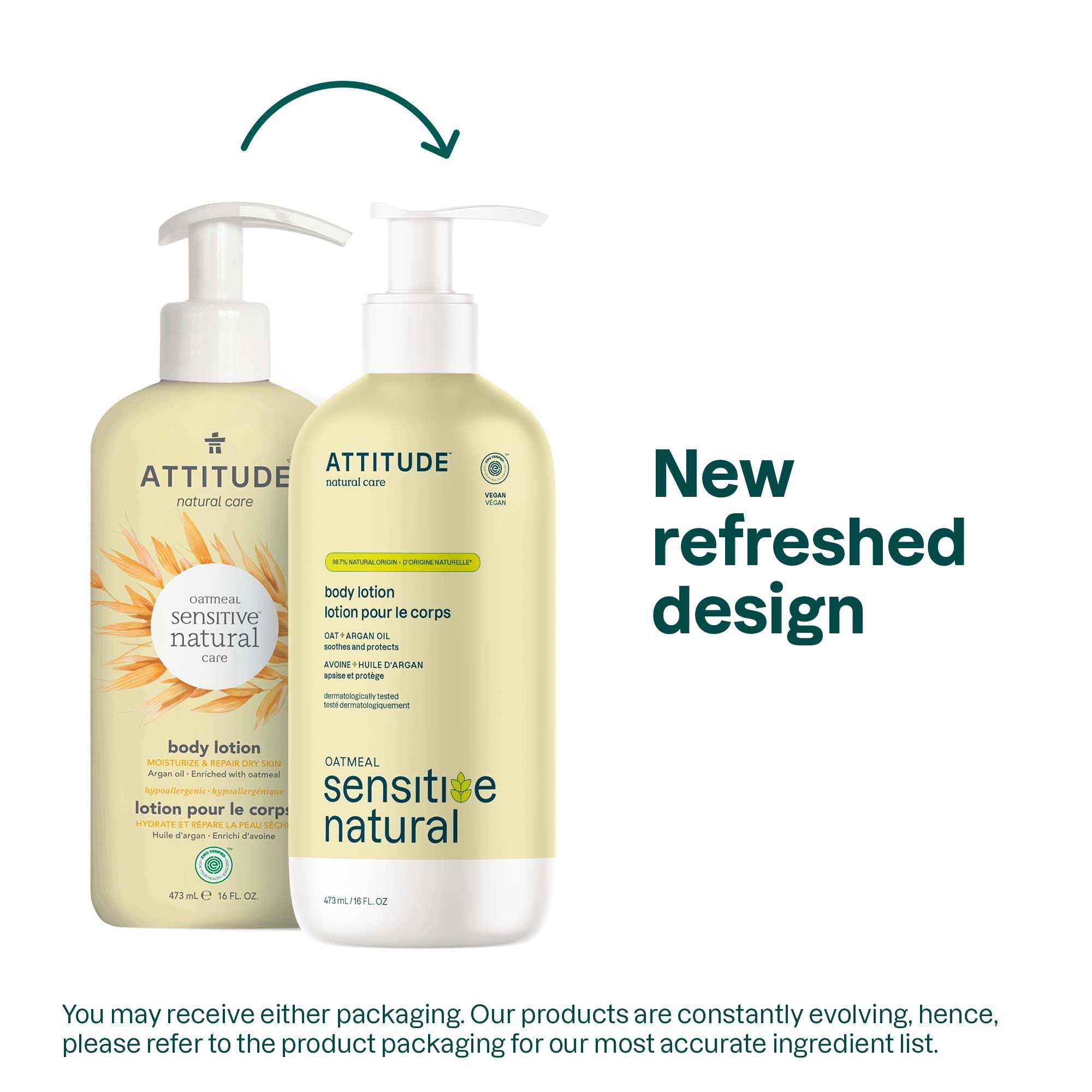 ATTITUDE Moisturizing Body Lotion for Dry & Sensitive Skin, EWG Verified, Dermatologist-tested & Hypoallergenic, Vegan & Cruelty-free Body Moisturizer, Argan Oil, 16 Fl. Oz.