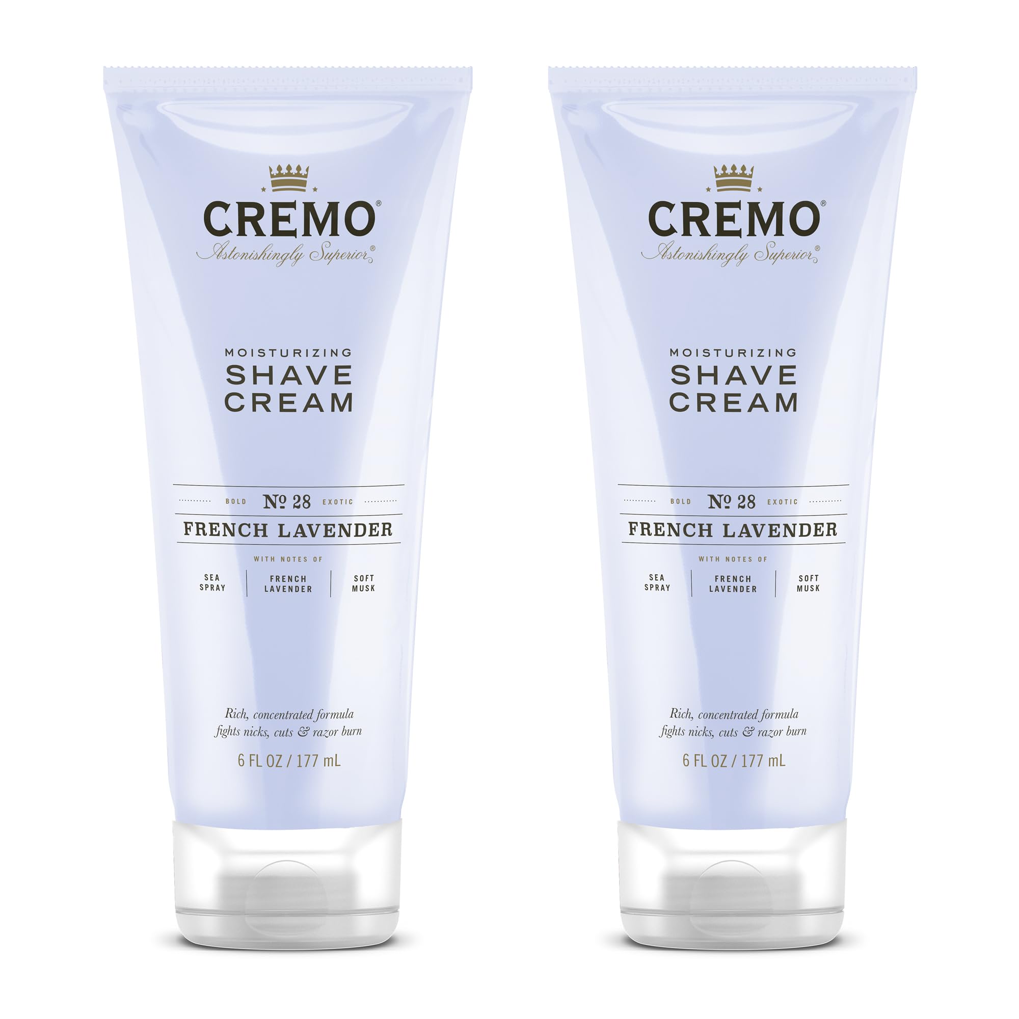 Cremo French Lavender Moisturizing Shave Cream, Astonishingly Superior Shaving Cream For Women, Fights Nicks, Cuts And Razor Burn, 6 oz, 2-Pack