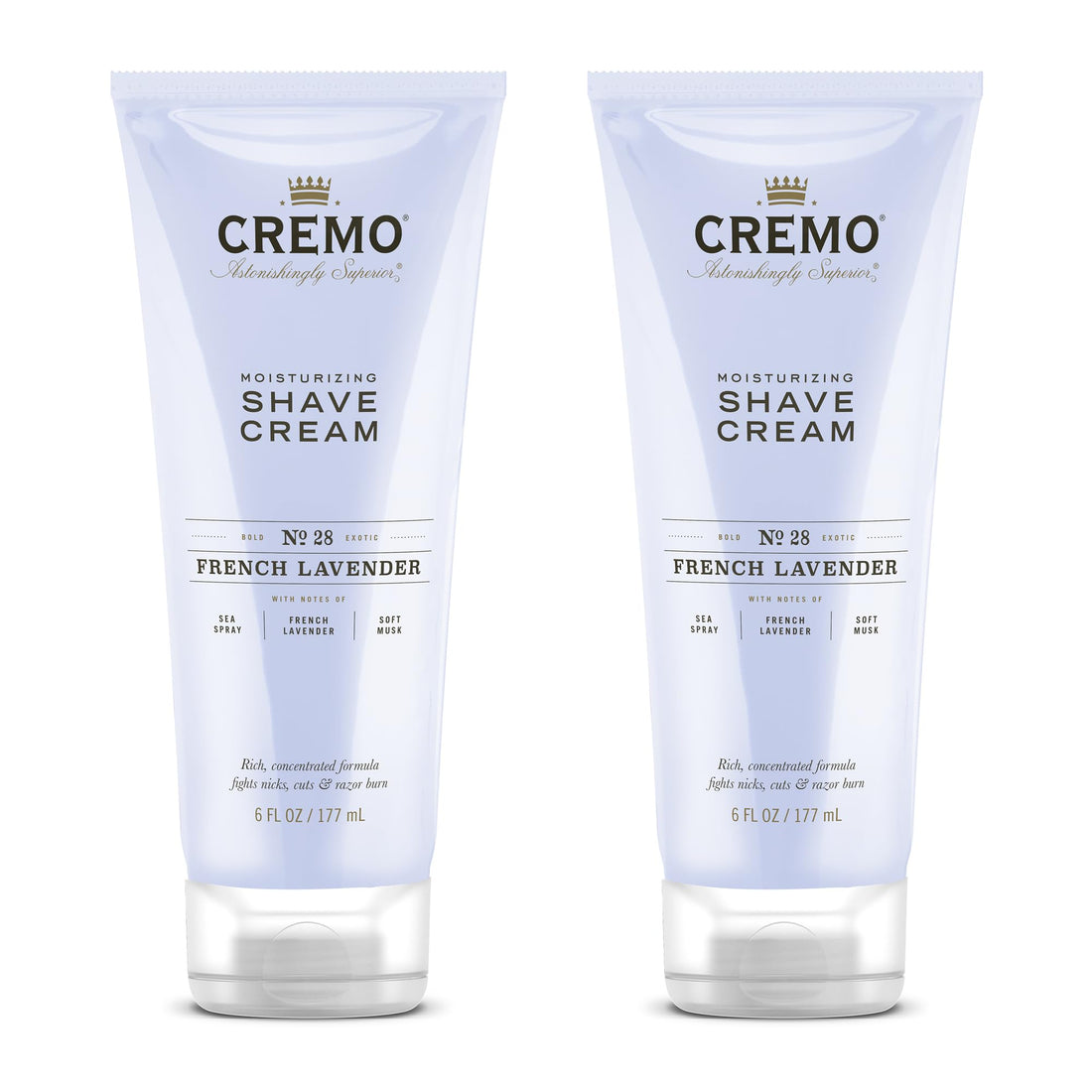 Cremo French Lavender Moisturizing Shave Cream, Astonishingly Superior Shaving Cream For Women, Fights Nicks, Cuts And Razor Burn, 6 oz, 2-Pack