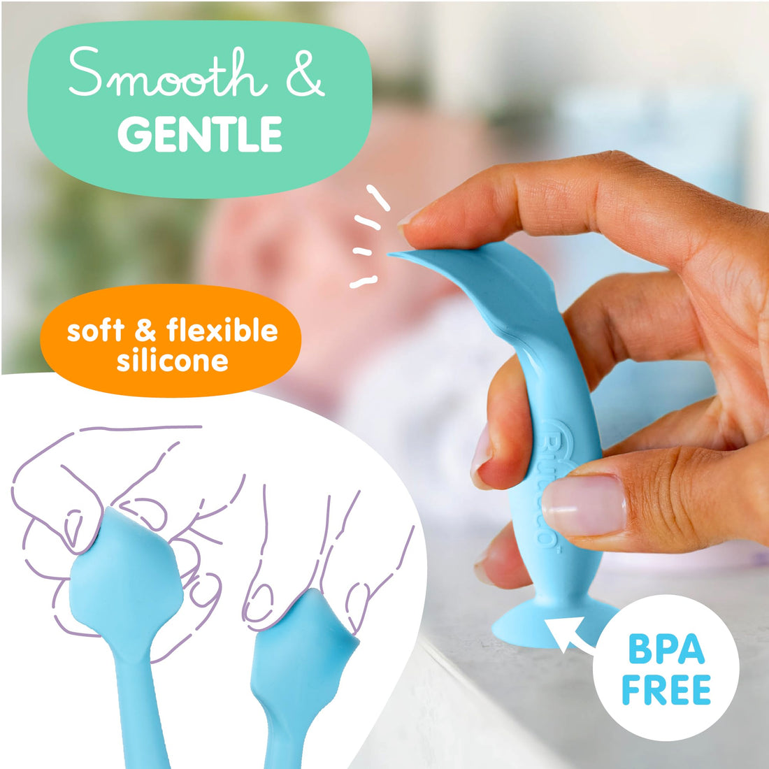 Bumco Baby Bum Brush + Mini Diaper Cream Spatula with Case - BPA-Free Butt Spatula Baby, Soft Diaper Spatula, Baby Diaper Cream Applicator, Mom-Invented Diaper Bag Essentials, Butt Spatula