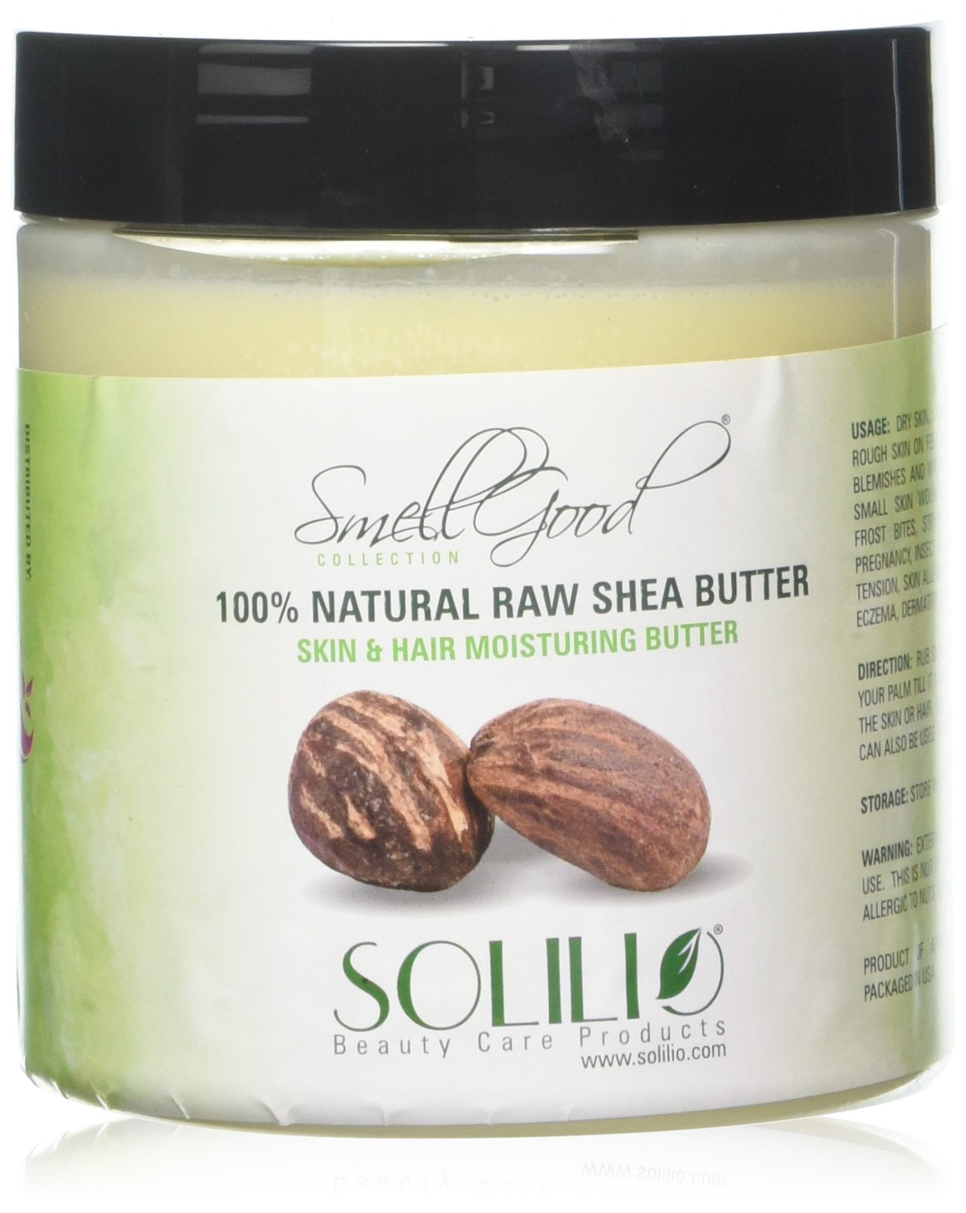 SmellGood - Pure Unrefined Shea Butter, totally natural and organic, ivory color, packed in 16 oz Jar, 4 Units