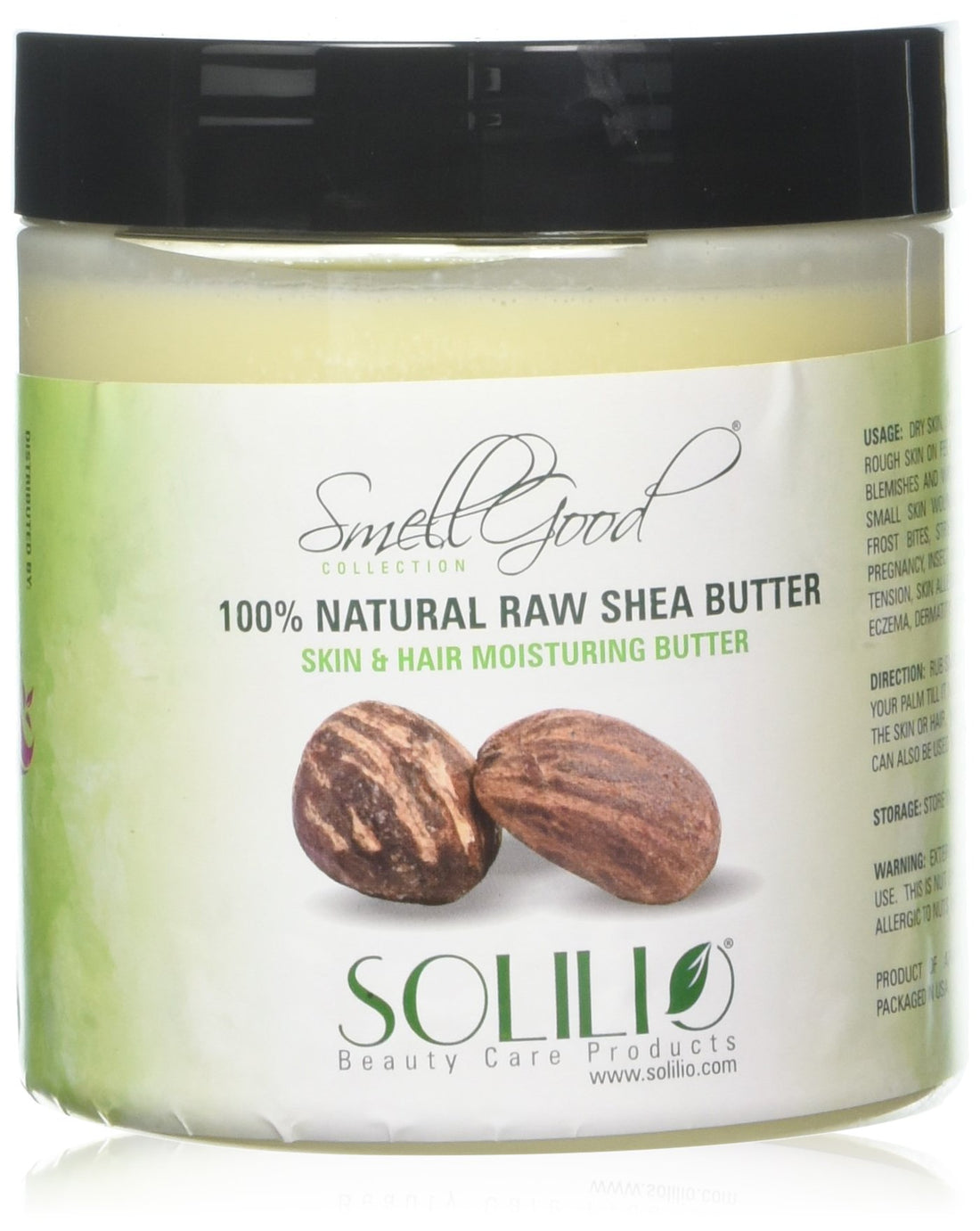 SmellGood - Pure Unrefined Shea Butter, totally natural and organic, ivory color, packed in 16 oz Jar, 4 Units