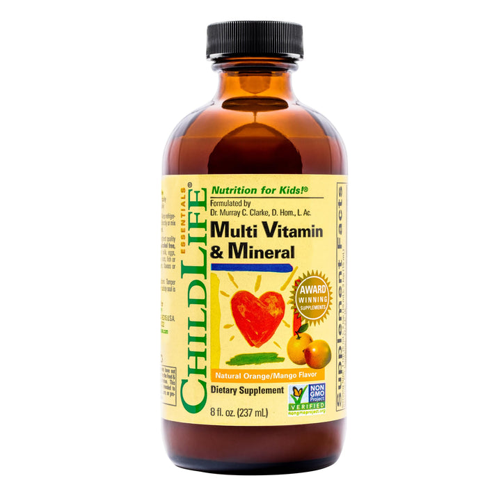 CHILDLIFE ESSENTIALS Kids Multivitamin & Mineral - Kids Vitamins, Liquid Multivitamin for Kids, Toddler Multivitamins, Liquid Vitamins, Baby Multivitamin - Natural Orange & Mango, 8 Fl Oz (Pack of 1)