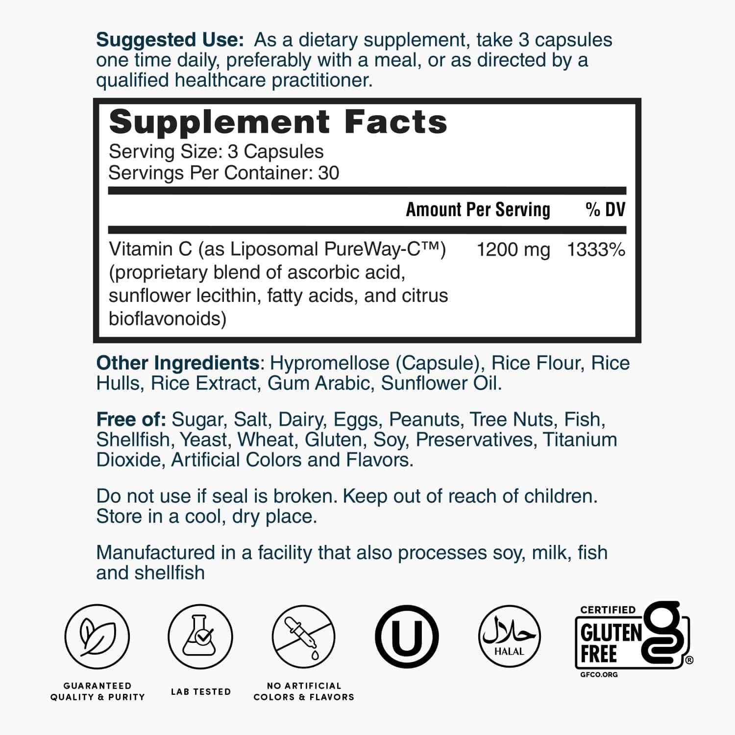 Nature's Lab Liposomal PureWay-C® Vitamin C - Supports Immune Health & Collagen Production* - 90 Capsules