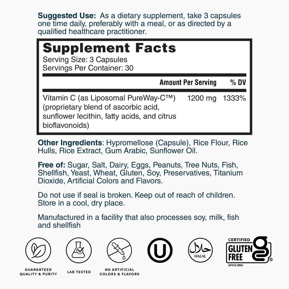 Nature's Lab Liposomal PureWay-C® Vitamin C - Supports Immune Health & Collagen Production* - 90 Capsules