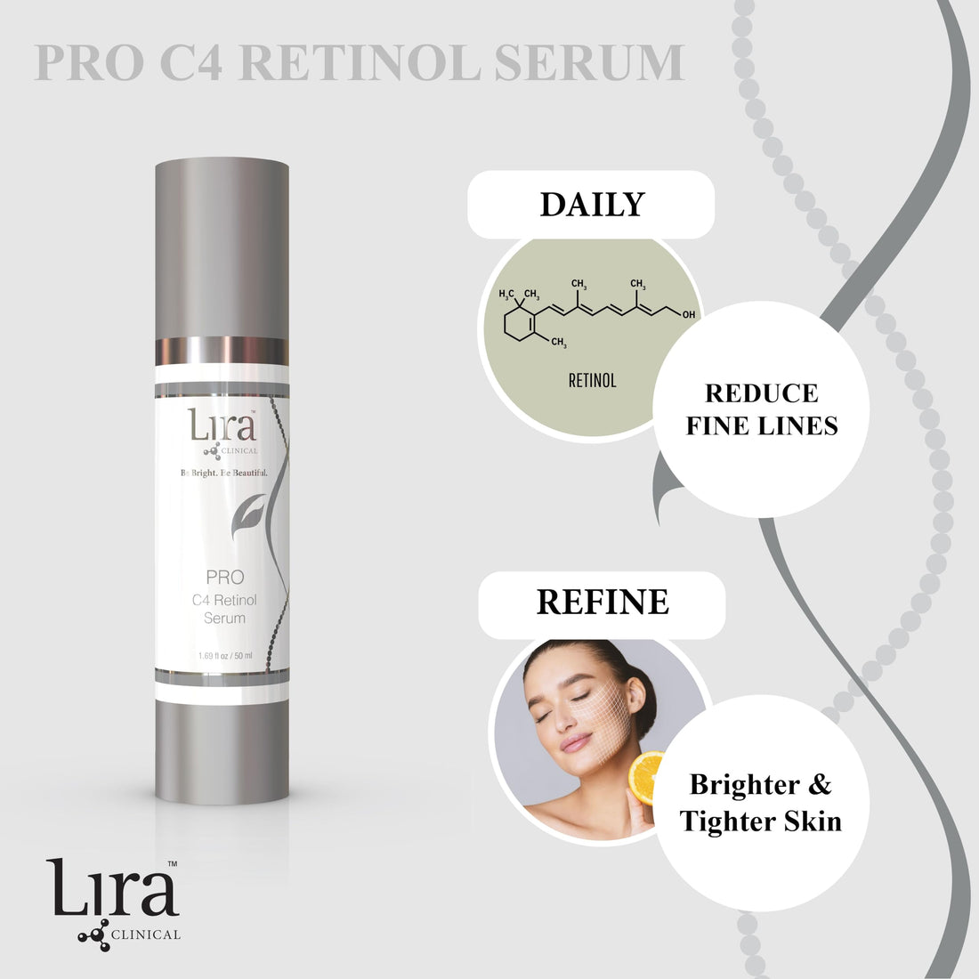 Lira Clinical Pro C4 Retinol Serum with PSC, 2 Ounce