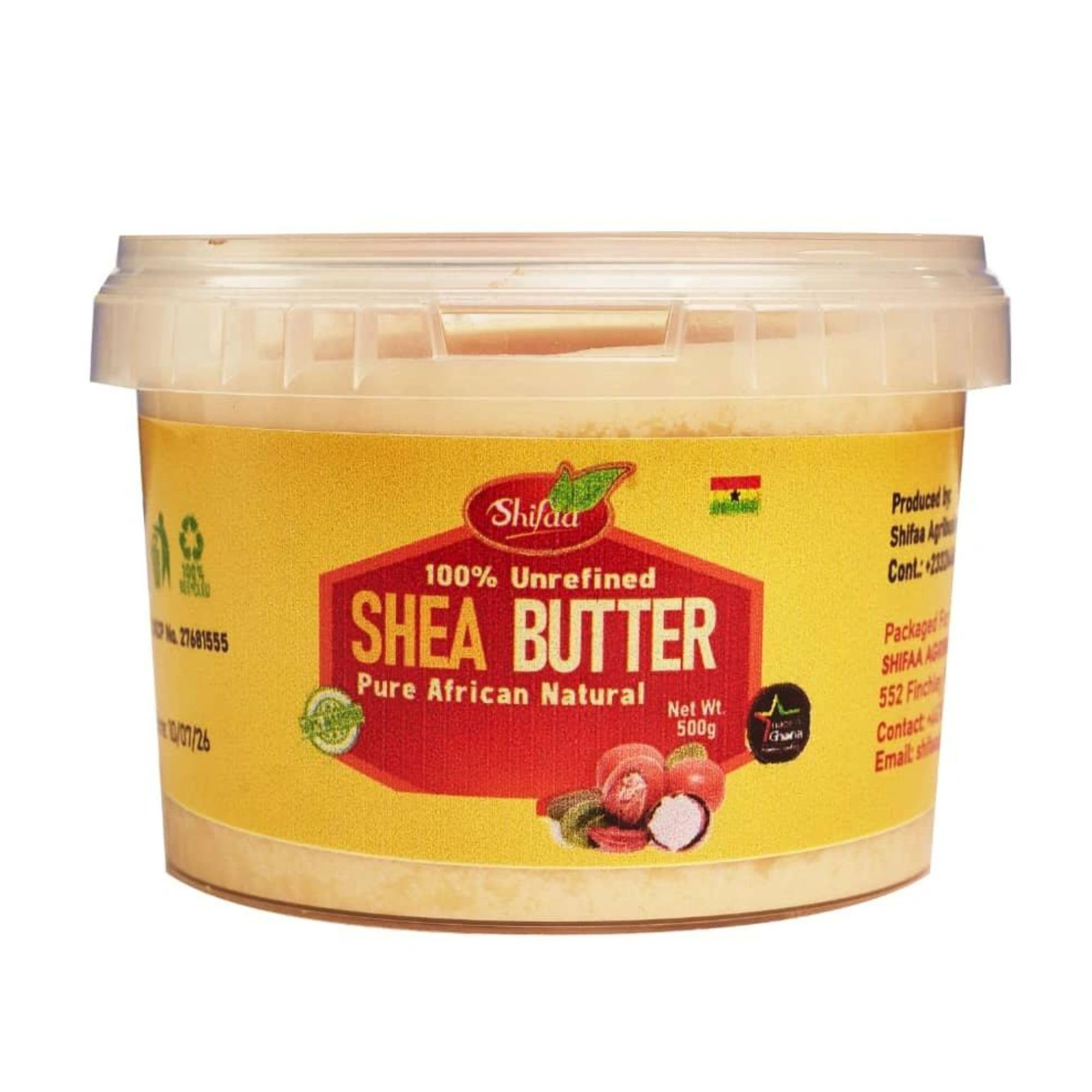 Shea Butter - 100% Pure and Unrefined from Ghana I Raw, Natural Moisturizer & Organic for Skin, Hair, Lips & Body - (Shifaa). Good for Scars and Rashes, Eczema - 18oz