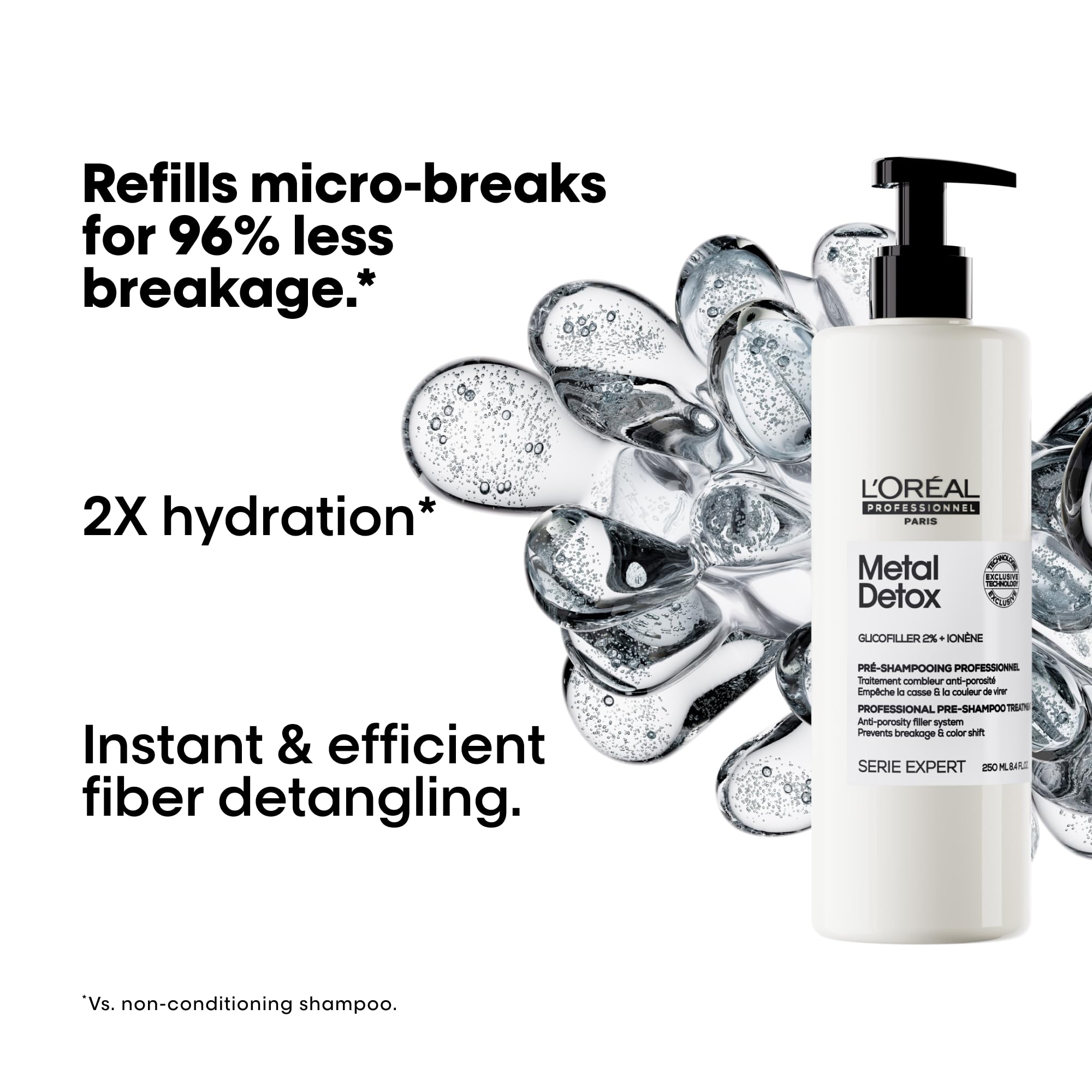 L'Oreal Professionnel Metal Detox Pre-Shampoo Treatment - Strengthens, Refills Micro-Breaks and Protects Against Hard Water Metals, For Damaged and Color Treated Hair