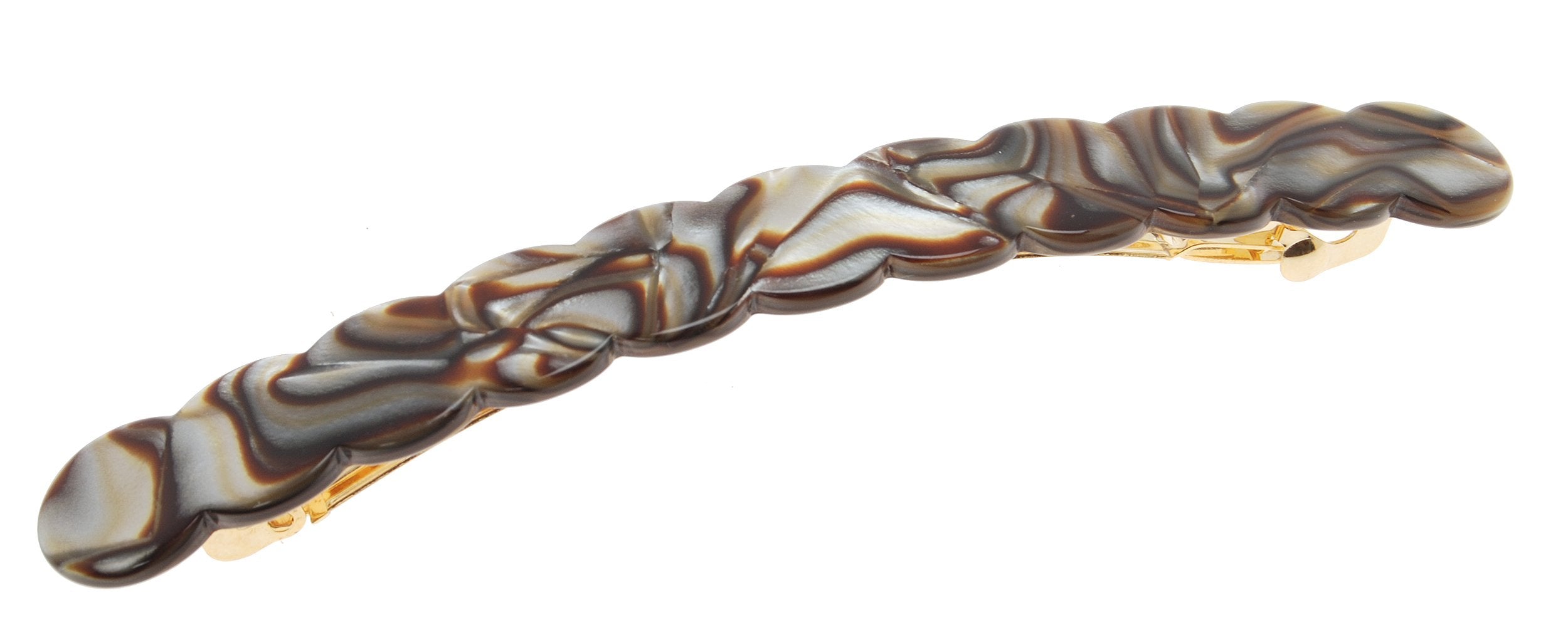 Onyx : France Luxe Scalloped Long and Skinny Barrette - Onyx