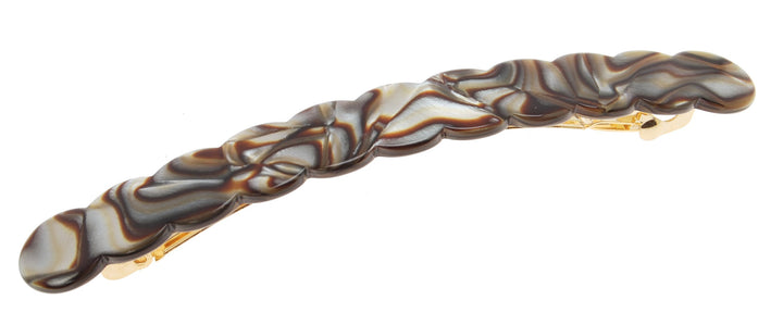 Onyx : France Luxe Scalloped Long and Skinny Barrette - Onyx