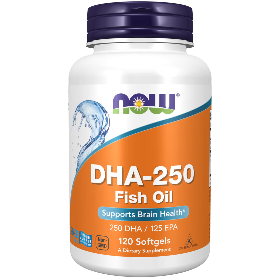 NOW Foods Supplements, DHA-250 with 125 EPA, Molecularly Distilled, Supports Brain Health*, 120 Softgels