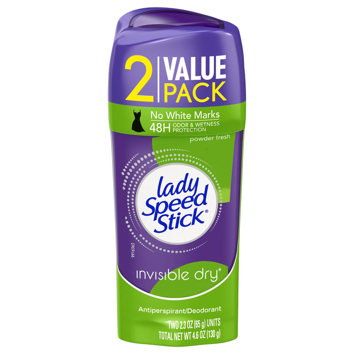 Lady Speed Stick Antiperspirant, Invisible Dry Powder Fresh, Twin pack, 4.60-Ounce