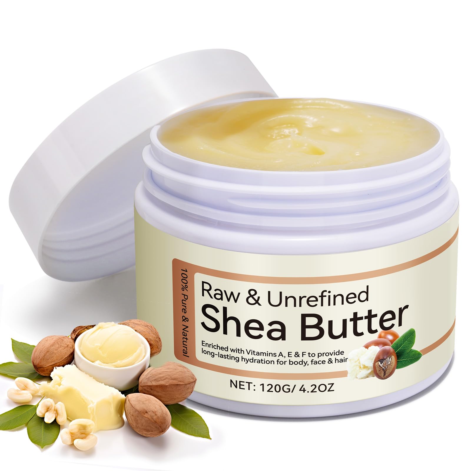 African Shea Butter 4.2oz Ivory Grade A Pure Natural Raw & Unrefined Body Butter for Dry and Cracked Skin - Moisturizing Shea Butter - Deep Nourishing Body Hair and Face