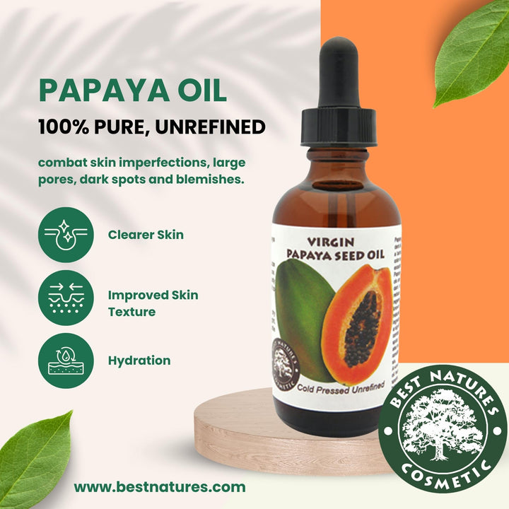 Pure Papaya Seed Oil - Cold-Pressed Organic Papaya Oil for Face, Skin, and Hair, Anti-Aging, Moisturizer, Natural Enzyme-Rich Carrier Oil (1oz)