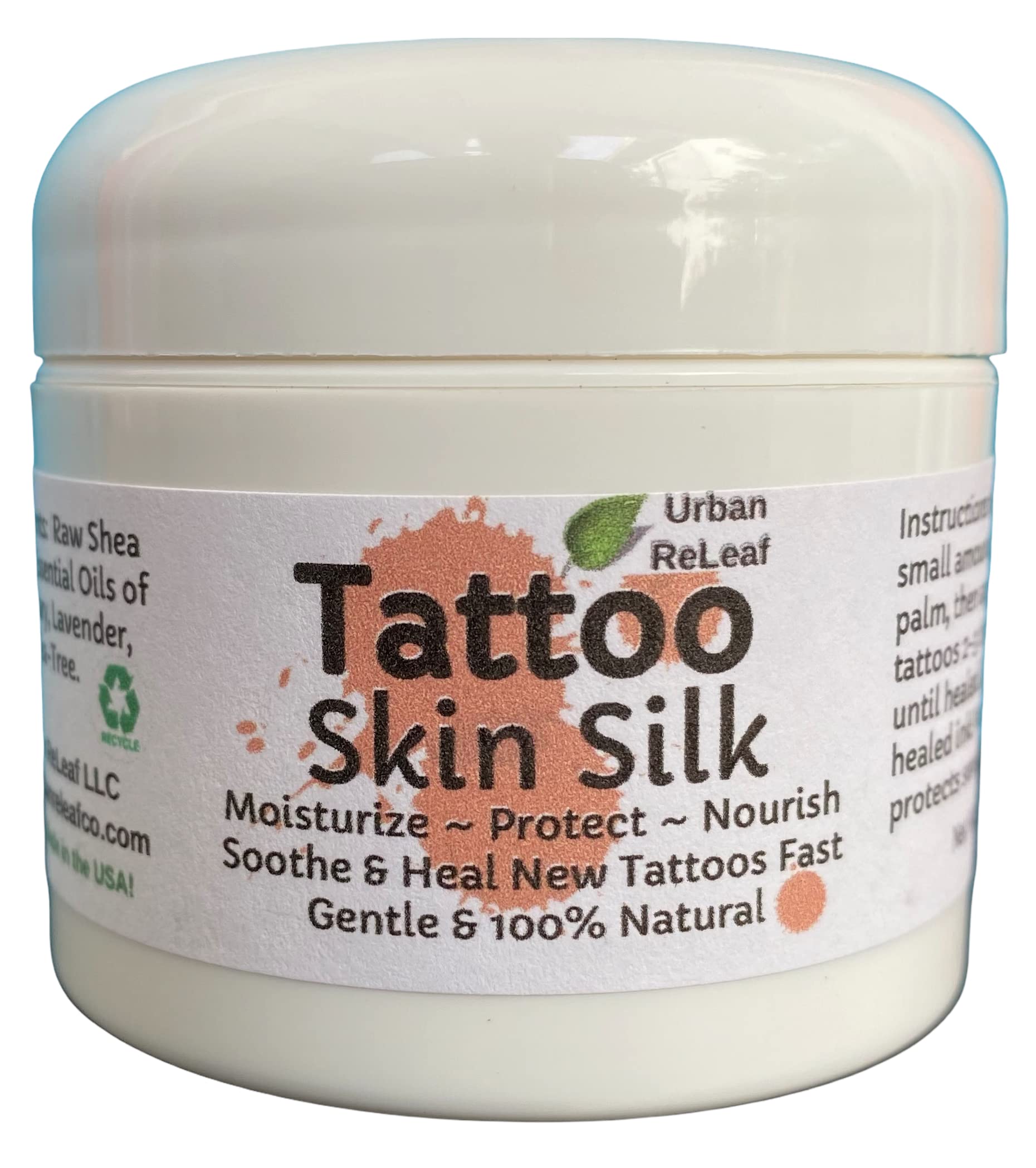 TATTOO SKIN SILK! Heal new tats fast! 100% NATURAL Rich Plant Butters. Balm Goo Ointment, 2 oz Cream Lotion Abrasions PROTECT! Earth's Finest Ingredients! Vegan. Feed your skin... rub it in! Organic Shea Butter, Coconut & Olive Oil, Soywax, Rosemary,