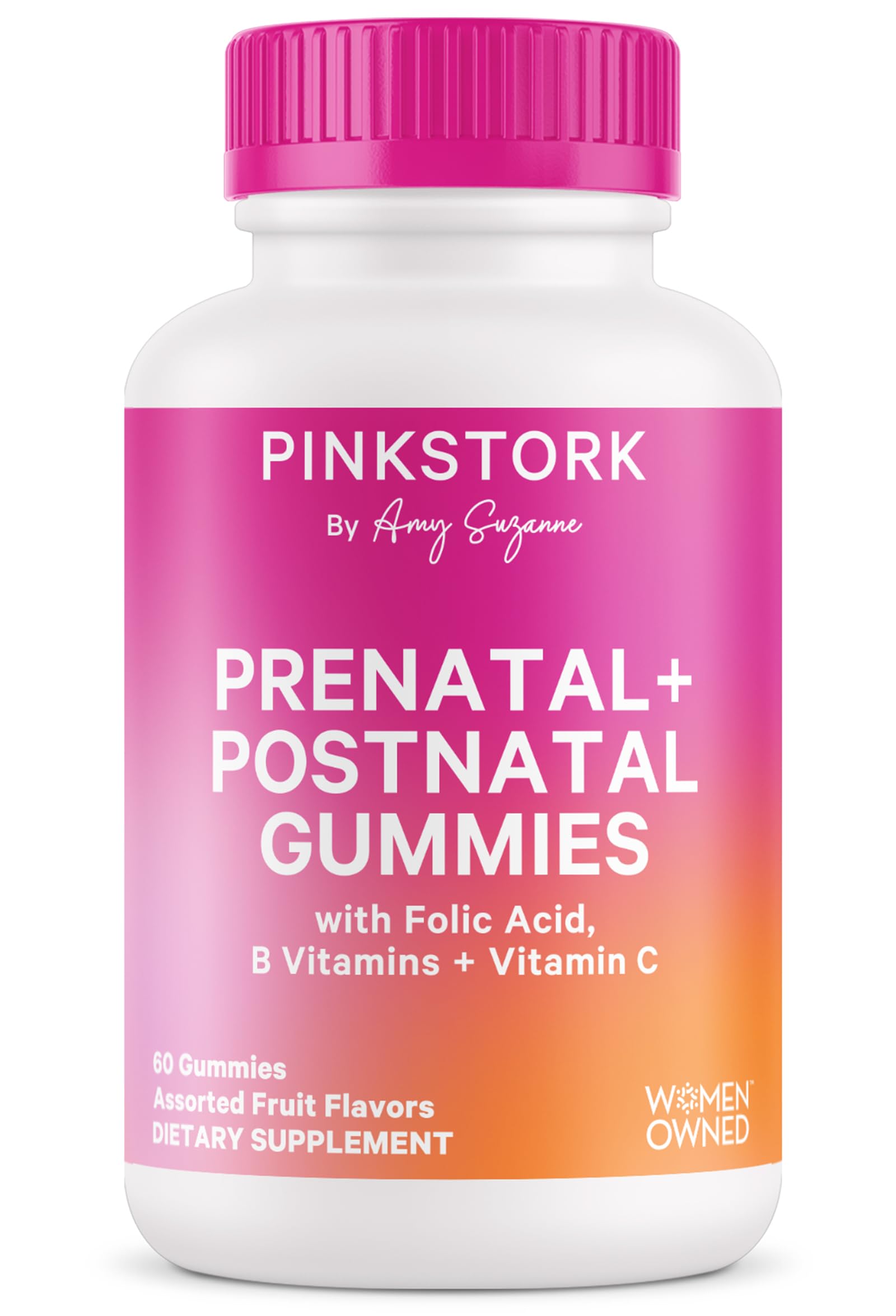 Pink Stork Prenatal + Postnatal Gummy Vitamins for Women - Multivitamin for Pregnancy + Postpartum Recovery - 60 Gummies