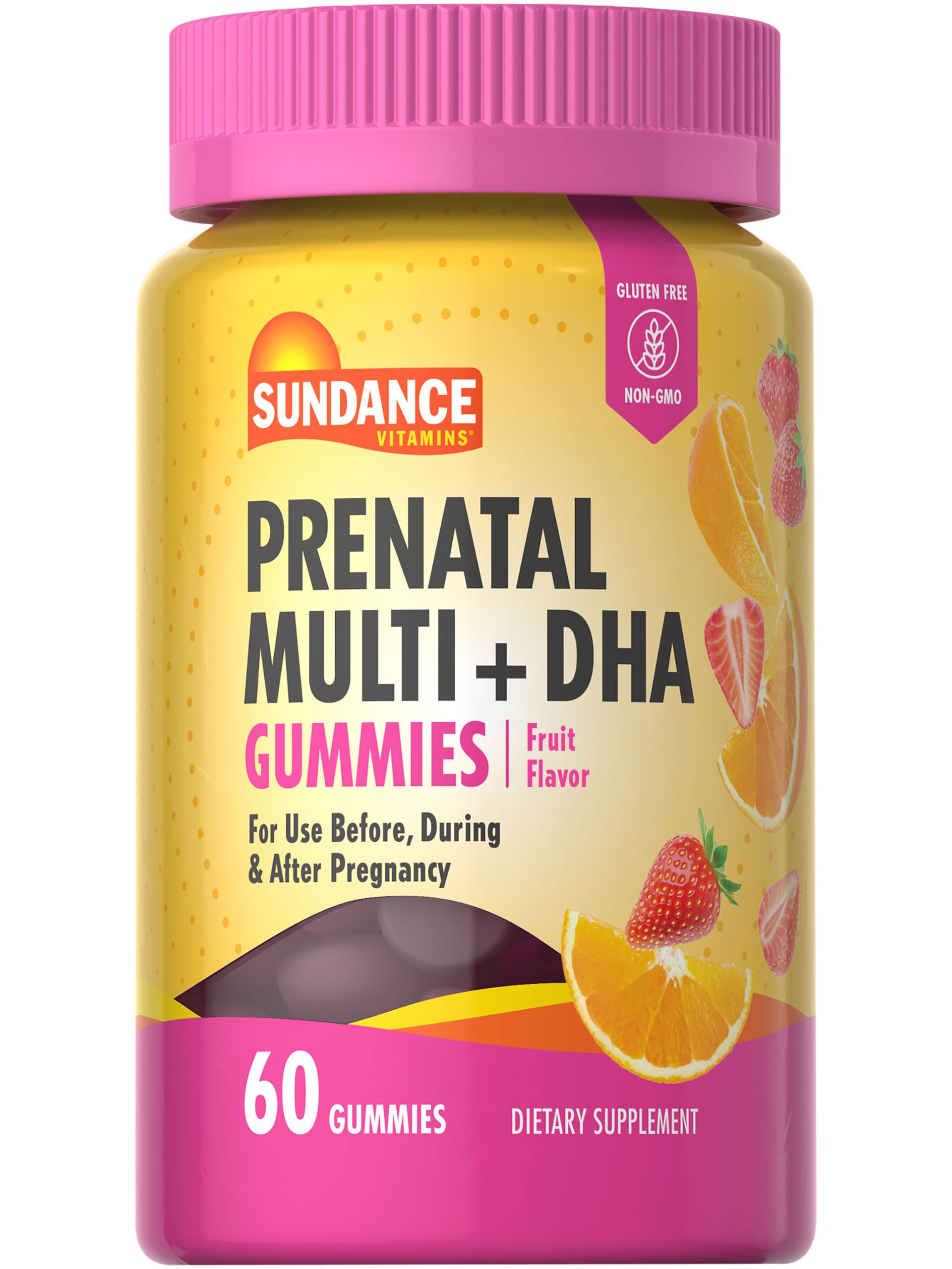 Sundance Prenatal Multivitamin for Women | with DHA & Folate | 60 Gummies | Fruit Flavor | for Use Before, During, and After Pregnancy | Non-GMO and Gluten Free Supplement