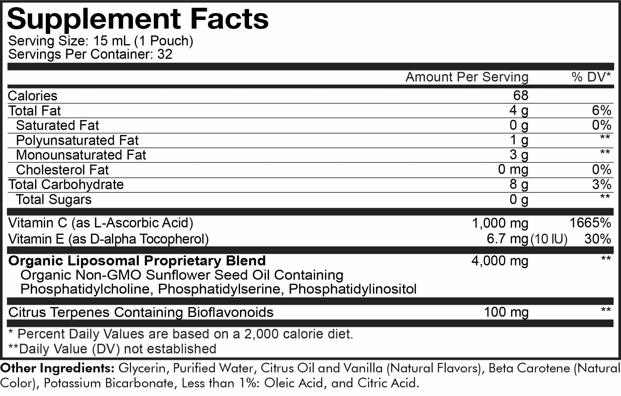 Codeage Liposomal Vitamin C Liquid 1000mg Vitamin C, 4000mg Essential Phospholipids, Supplement For Daily Immune Support, Liposomes For Absorption, Citrus Bioflavonoids, Vitamin E, Non-GMO, 32 Pouches