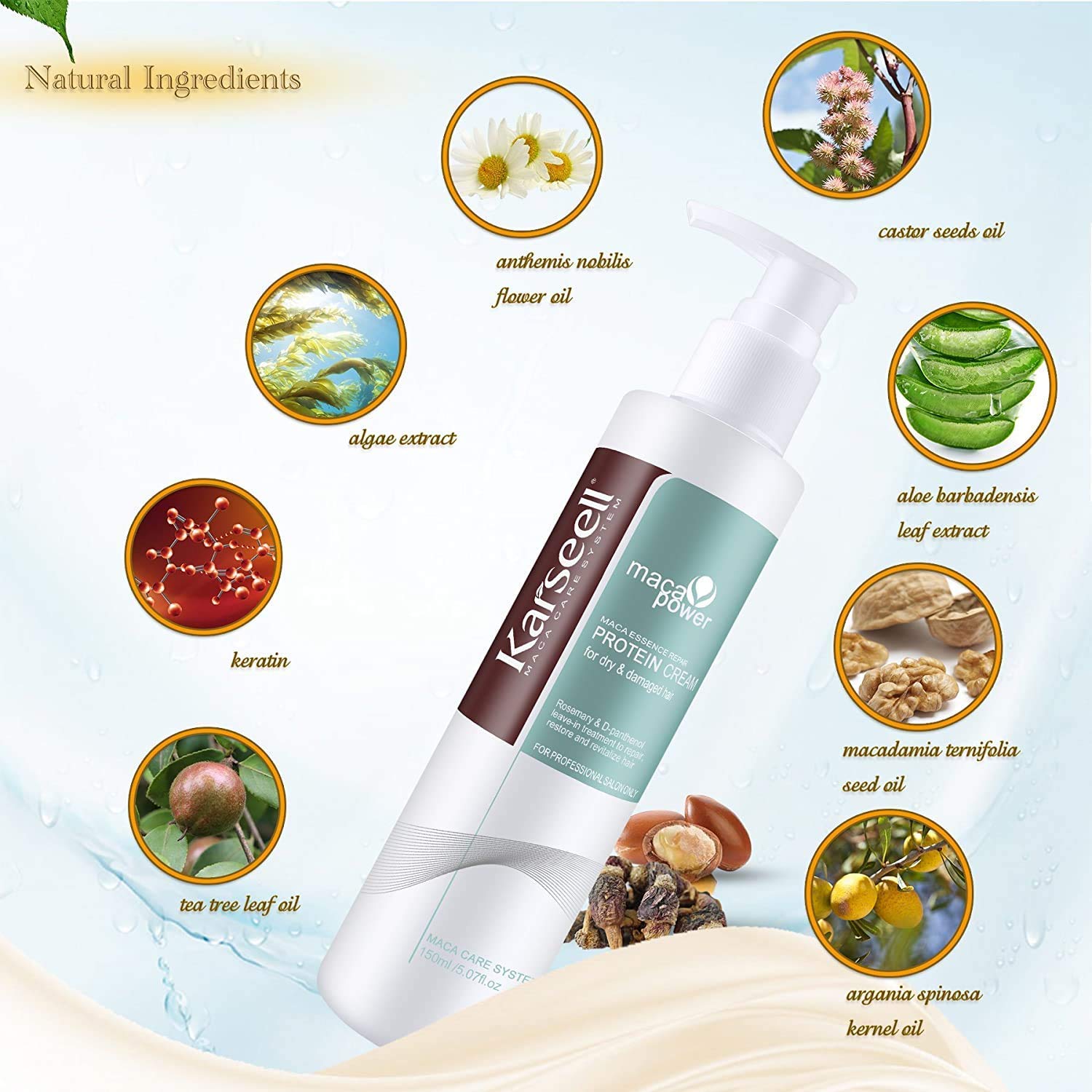 Karseell Repair Protein Cream Leave-In Conditioner Hair Treatment Organic Protein Cream for Dry Damaged Hair