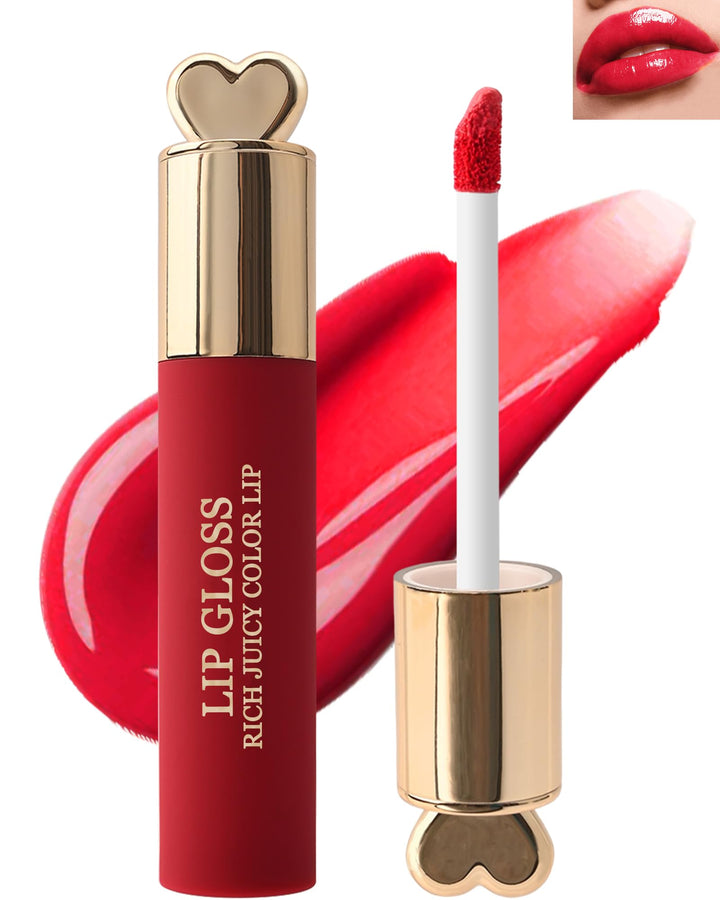 Hydrating Tinted Lip Gloss,1Pcs High Pigmented Bright Red Liquid Lipstick Lip Tint Stain,Longlasting Waterproof Lipstain,Color Stay Lipgloss Lip Glaze Lip Oil,Women's Day Makeup Gift for Women-03#