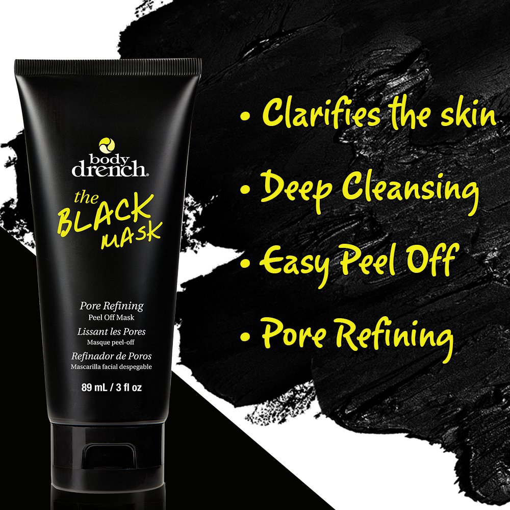 Body Drench The Black Mask – Charcoal Blackhead Remover & Deep Cleansing Peel-Off Face Mask for Pores and Oily Skin 2 Pack