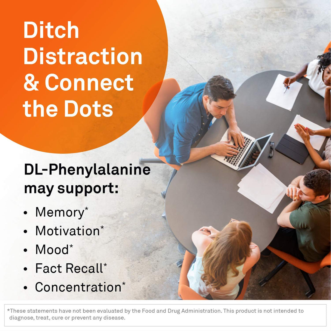 NeuroScience Focus DL Brain Supplements for Memory and Focus Support - Targeted Brain Health Supplements with 500mg of Amino Acid DL-phenylalanine - Support Attention & Productivity (60 Capsules)