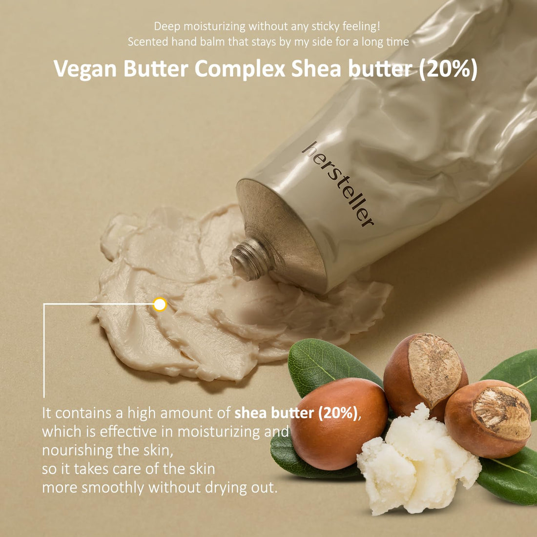 Hersteller Nearby Intense Hand Balm 50ml, 1.7 Fl Oz Deep Moisturizing Hydrating Non Sticky Vegan Butter Complex Scented Cream Hand Care Before Sunrise Greenery Woody Scent