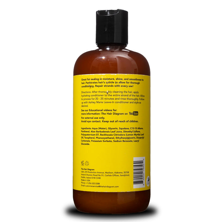 The Hair Diagram - Ashley Marie Hydrating Conditioner - Natural Nourishing Ingredients - Lemon Myrtle Scent - Strengthening Conditioner Enriched with Aloe - Color Safe - Paraben & Sulfate Free - 12oz