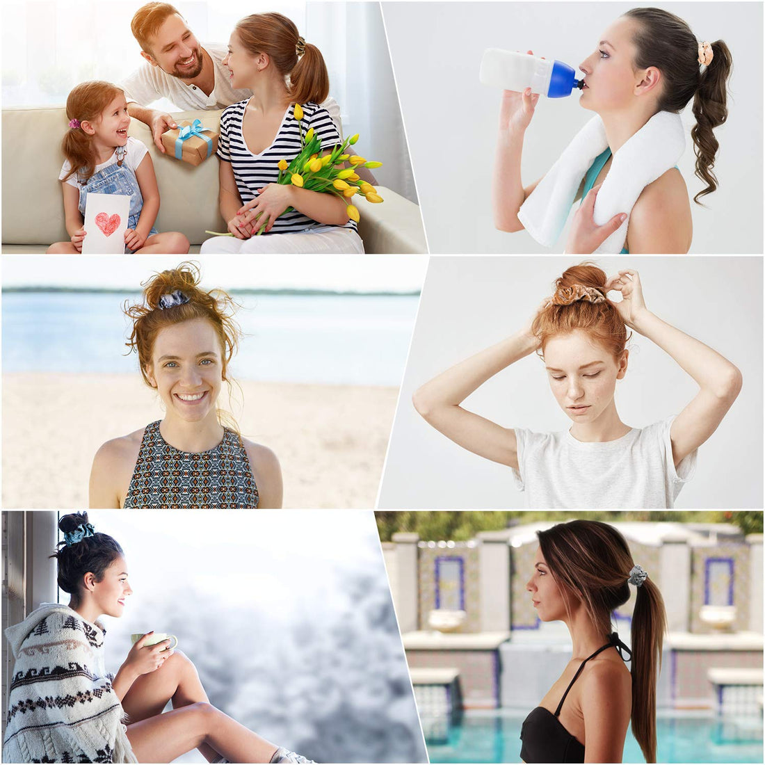 Whaline 12 Pieces Hair Scrunchies Velvet Elastics Scrunchy Bobbles Soft Hair Bands Hair Ties (12 Colors)