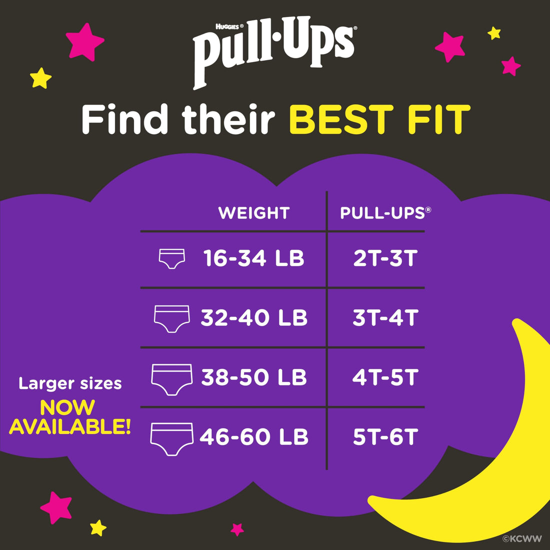 Pull-Ups Night-Time, 2T-3T (18-34 lb.), 68 Ct, Potty Training Pants for Girls, Disposable Potty Training Pants for Toddler Girls (Packaging May Vary)