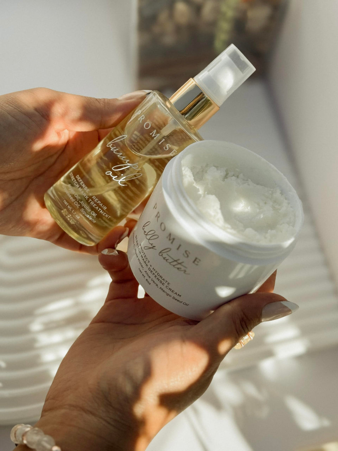 Promise Stretch Mark Prevention Kit, Scars and Dry Skin, Ultra-Hydrating Belly Butter and Bump Oil for Pregnant Women, Vegan, Non-Toxic, Set